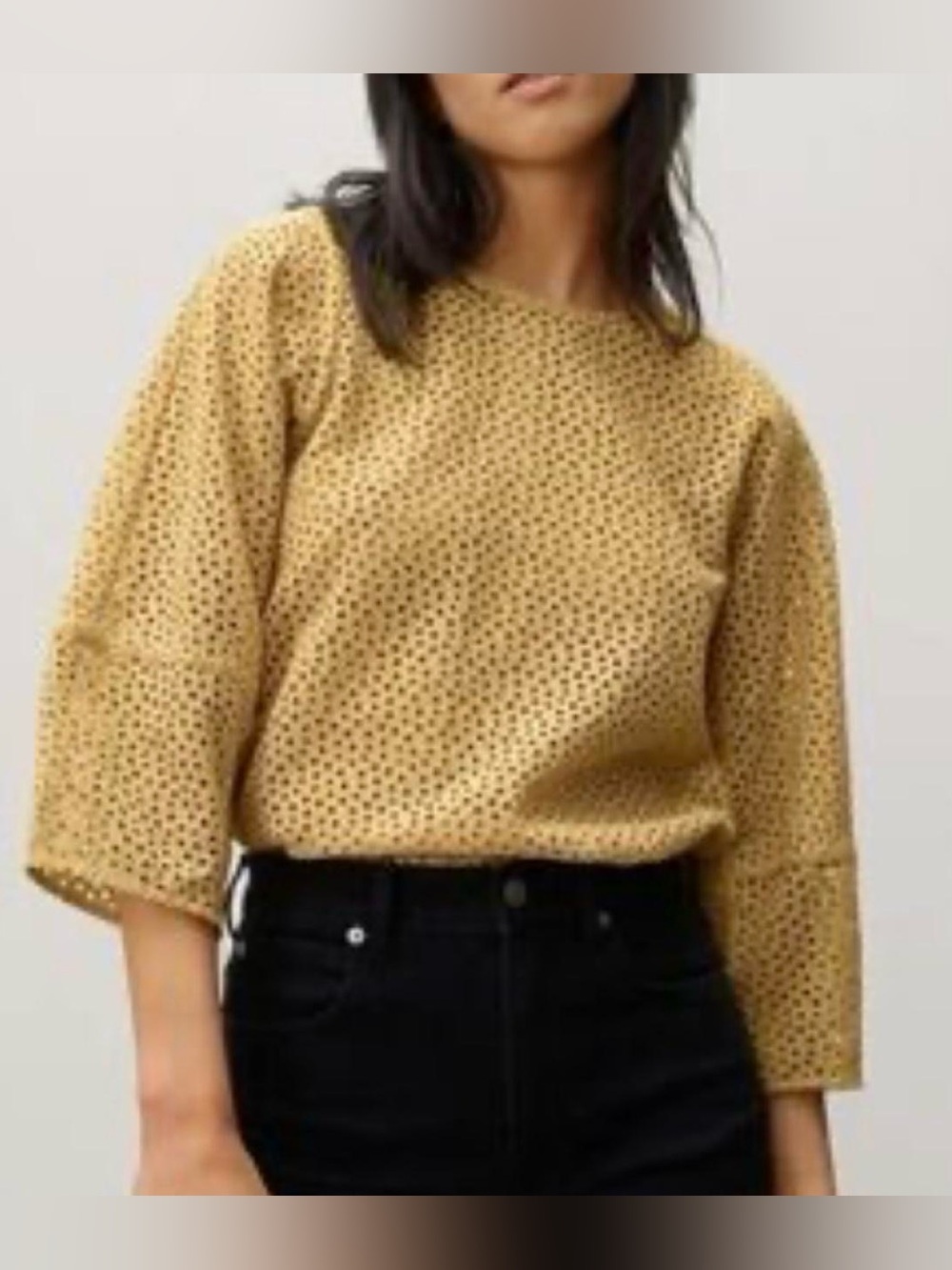 Everlane eyelet lantern top in the color-way “golden hour“
